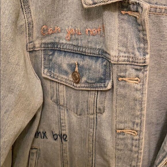 Pacsun embroidered denim jacket xs - Picture 2 of 3